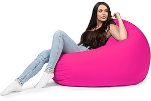 chilly pilley Pouf A Sacco Con Riempimento Di Perline In Eps Pouf Gigante A Sacco Per Interni Ed Esterni Multifunzionale Impermeabilie Per Bambini E Adulti Molti Colori (Rosa, Ø 100 Cm)