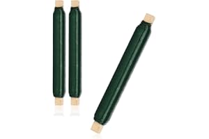 COM-FOUR® 3x zestaw drutu do wiazania kwiatów, drut wiazalkowy w kolorze zielonym nawiniety na drewniany patyczek, grubosc 0,65 mm, 300 g (Zielony)