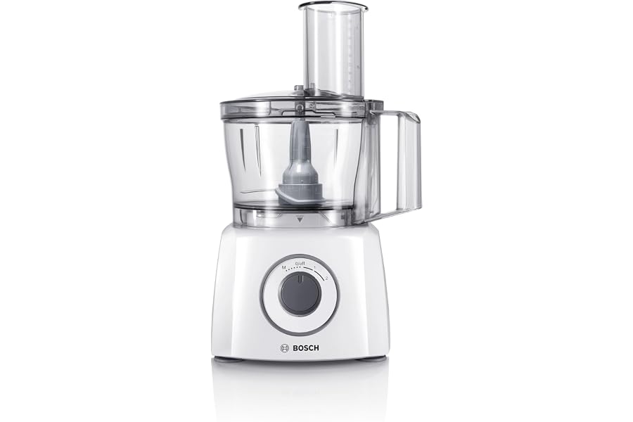 Bosch MultiTalent 3 Compact Food Processor MCM3200W, Over 30 Functions, 800 W, 2.3 L Bowl, Blender Accessory Included, Many Accessories for Cutting, Grating, Kneading, Chopping, White