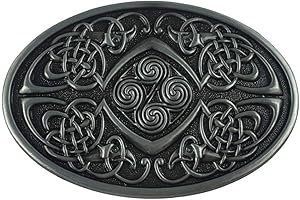 LKMY Hebilla de cinturón ovalada con nudo celta, cruz celta irlandesa escocesa americana para hombre y mujer