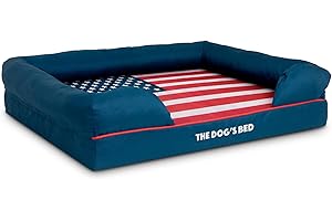 THE DOG'S BALLS The Dog's Bed Replacement Outer Cover Only For The Dog's Bed Orthopaedic, Washable Oxford Fabric, Large Blue with Red Piping USA Central Flag, Veterinary Approved