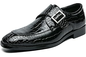 Zaylee Schnallenschuh Herren Mönchschuhe Vintage Abendschuhe Lederschuhe Businessschuh,EU46-Schwarz