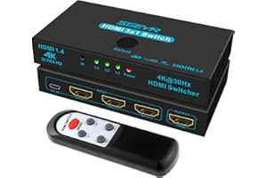 SGEYR HDMI Multiple Plug Automatic, 3 in 1 Out Switch, 1.4 Switcher 4K30Hz, Splitter for PS4 Pro, PS3, Xbox, HD, TV, Windows 7/8/9/10