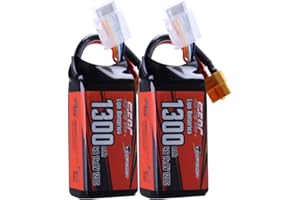 SUNPADOW Pack de 2 pilas 4S 14,8 V Lipo 1300 mAh 120 C Soft Pack with XT60 Plug for RC FPV Helicopter Airplane Drone Quadcopter Racing Hobby