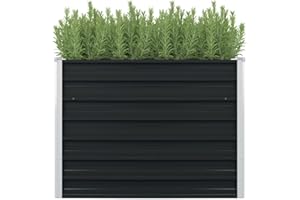 vidaXL Jardinera Exterior Grande Macetero Huerto Urbano Maceta XXL Mesa Cultivo Verduras Plantas Flores Acero Galvanizado Gris Antracita 100x100x77cm