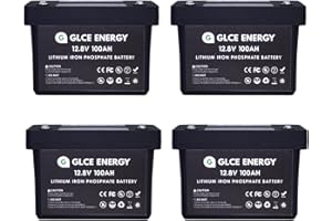 12V 100Ah LiFePO4 Batteria(4-Pack),GLCE ENERGY 1280Wh Batteria Accumulo Fotovoltaico,con Protezione BMS 100A e 10000+ Cicli Profondi, Batteria al Litio per Camper/RV/Barche/Casa/Applicazioni off-grid