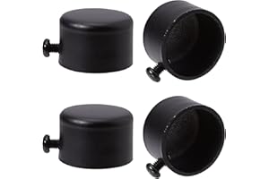 GORGECRAFT 4Stk Gardinenstangenabdeckungen Schwarze Metall-Vorhang-Endstücke Endkappen Mit Schraube 28mm Zylindrische Gardinenstangen-Endstücke Köpfe Für Zuhause Vorhang Römische Stangen (32.5x22.5mm)