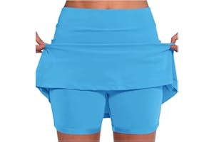 SONNENA Gonna da Tennis Donna con Tasche Gonna Sportiva 2 in 1 da Donna con Pantaloncini Interna Gonna Elastica Corta Gonnapantalone Donna a Vita Alta per Golf Jogging Corsa Adatto per Lo Sport e Il Fitness