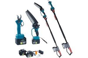 GENERICO Kit Potatura Elettrico 3 in 1: Motosega 8” + Forbici da Potatura a Batteria 88V + Asta Telescopica 128-248cm con Oliatore, Cesoie Elettriche per Giardino, Rami, Siepi, Arbusti e Vigneto