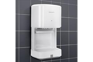 Modundry Electrónico Secador de Manos Automático de Alta Velocidad, Secadora de Manos con Bandeja antigoteo Comercial y Hogar, ABS 1200W, Montado En La Pared - Color Blanco