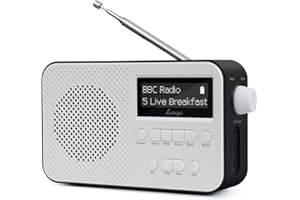DAB Radio with Bluetooth | Digital Radios Mains and Battery | Rechargeable Battery 15HR Playback | Alarm Clock | FM Radio,40 Presets,Headphone Jack | Bluetooth 5.3 I LEMEGA PR2-Max Black
