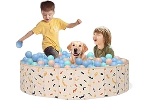 AirSwim Foldable Dog Kiddie Pool, 47" x 12" Hard Plastic Shell Portable Swimming Pool, Sandbox Ball Pits for Toddlers, Collapsible Pets Bath Tub Suitable for Indoor and Outdoor Game