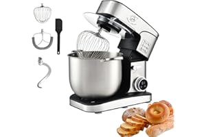 Royal Swiss® Robot Pâtissier Professionnel 2800W – Bol Inox 16L XXXXL – 12 Vitesses avec Écran LED Tactile & Minuteur – Pétrin Planétaire avec Crochet, Fouet, Batteur & Couvercle Anti-éclaboussures