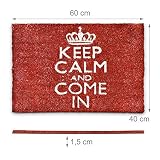 Relaxdays Fußmatte Kokos Spruch KEEP CALM 40 x 60cm Kokosmatte mit rutschfester PVC Unterlage Fußabtreter aus Kokosfaser als Schmutzfangmatte und Sauberlaufmatte Fußabstreifer für Außen und Innen, rot - 4