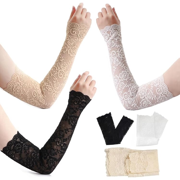 Manchettes De Protection UV En Dentelle Manches En Dentelle Florale