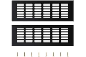 YQ YUE Qin 2 Pieces Black Air Vents Grille Cover, Vent Cover Cupboard Vents Fridge Vent Louvred Wall Vent Grille（25 * 8 * 1.5cm）
