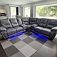 Sara Leather Electric Recliner Sofa With Cupholders - Leather Corner Sofa - 3+2 Seater - USB Charging Ports - LED Lights - Grey(Corner)