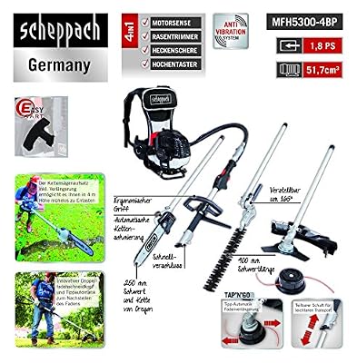 Scheppach - Outil-multifonctions (moteur Dorsal) 4en1 thermique 2 temps 51,7 cm3 - mfh5300-4bp