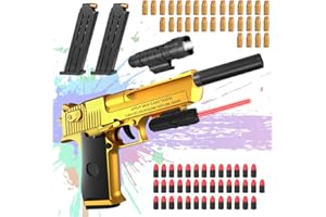 DADAZHENXUAN Pistole Kinder Platzpatronen,Soft Foam Bullet Gun,Schaumstoff-Blaster Toy Gun,Spielzeug Pistole Kinder,Revolver Soft Bullet Toy Gun,Spielzeug Pistolen(golden)