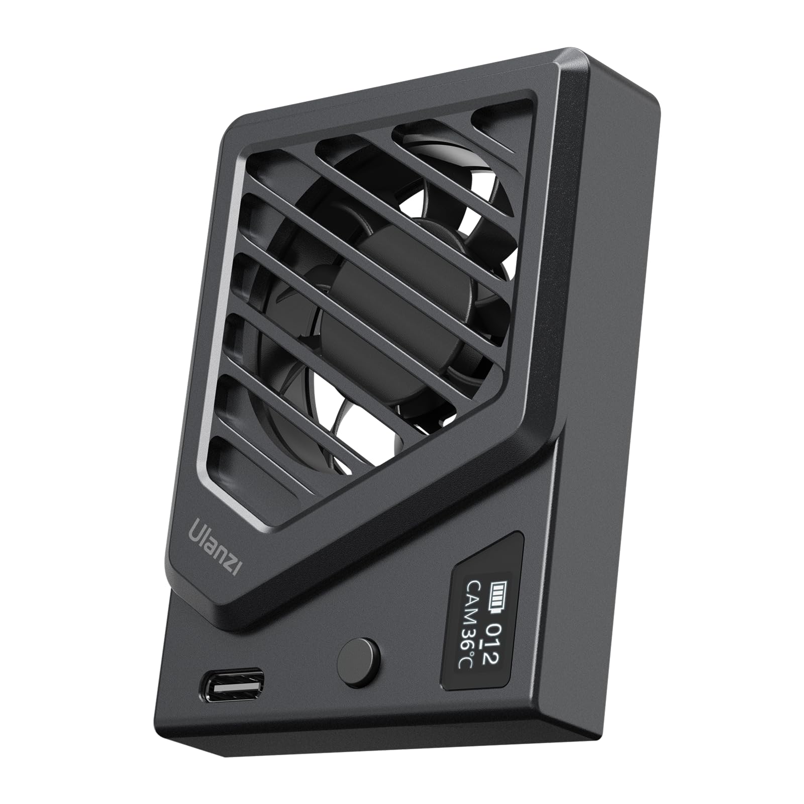 ULANZI Camera Cooling Fan Black, Magnetic Suction Cup Mounting Adjustable Mini Intelligent Cooling Fan Real-time Monitoring with Type-C Charging Port, Compatible with Sony Canon FUJIFILM Nikon