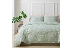 Tokokimo King Size Duvet Cover Set, Microfiber Duvet Sets Quilt Cover with Pillow Cases Bedroom Decor, Gifts for Mom (Plants, Sage Green, Kingsize 230x220 cm)