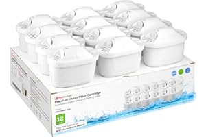 Max Strength Pro - Juego de 12 cartuchos de filtro de agua compatibles con Brita Maxtra® y XL Jugs, 12 meses de suministro de filtros sin BPA, también compatible con Mavea Maxtra, Elemaris, Marella