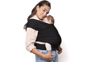 Boba Baby Wrap Carrier – Original Baby Sling Carrier for Newborns (7–35 lbs), Soft, Secure, Hands-Free & Ergonomic, Ideal for Comfortable Bonding, New Parents (Black)