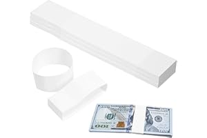 DONGNESI 100 Pcs Money Bands for Notes UK, Blank White Elastic Bands for Money, Self Adhesive Currency Straps, 205 x 39mm Bill Wrappers, Banknote Paper Cash Band Strap Wrappers for Wraps Organizing