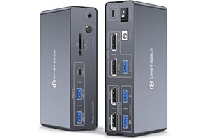 DGYBDFC KVM Switch 2 pc 2 Monitore für USB C Laptop & PC Displayport Docking Station 4K120Hz+4K120Hz Thunderbolt Dock mit Ladefunktion, DP+DP, USBC, USBA and SD/MicroSD Card Slots