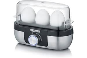 Severin Italia EK 3163 contrôle du Temps de Cuisson. Compact, Pratique et de Haute Valeur. Le cuiseur à œufs pour Les Petites familles, Acier Inoxydable brossé/Noir