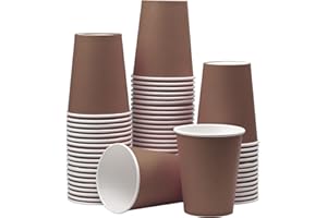 Yuxitia Lot de 60 gobelets jetables en carton marron pour fête de mariage, pique-nique, barbecue, voyage et événement, 237 ml