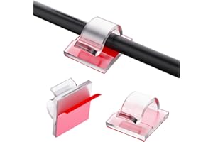 AONAT 100 Piezas Clips de Cable de Exterior,Organizador de Cables Autoadhesivo,Adhesiva Clips Decorativos de Luces para Cable de USB,Cargador,Soporte de Alambre para Navidad y Cadenas de Luces(Transparente)