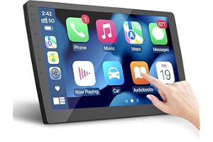 Haudio 2 Din Bilradio med CarPlay och Android Auto, 10,1 Tums IPS Skärm Stöder 25 Set UI Val, Bilstereo med Backkamera, Spege