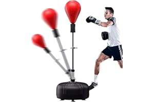 luckeu Punchingball, Independent Boxing Ball Speed Punch mit Große Kapazitätsbasis, Höhenverstellbar 120-160cm,Schwarz&Rot