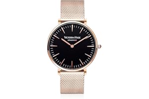 VICTORIA HYDE Moda Simple Mujer Hombre Unisex Reloj de Pulsera de Cuarzo Banda de Malla de Acero Inoxidable