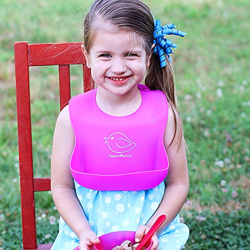 Wasserdichtes Lätzchen aus Silikon mit einfacher Reinigung! Bequeme, weiche Baby-Lätzchen, die Flecken fernhalten! Investieren Sie nach dem Essen mit Säuglingen und Kleinkindern weniger Zeit mit Saubermachen! Satz aus 2 Farben - 7