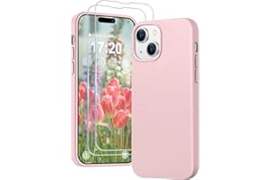 PuyaTeya 3-in-1 Case for iPhone 15, with 2 Pieces 9H Tempered Glass Premium Liquid Silicone Case, with 4-Layer Shockproof Abrasion-Resistant, Soft Microfibre Lining Scratch-Resistant Protective Case