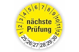 ‎FASSBENDER-DRUCK PRÜFPLAKETTEN Fassbender-Druck PRÜFPLAKETTEN - Hochwertige Prüfetiketten NÄCHSTE PRÜFUNG Ø 30mm - Selbstklebende PVC-Folie - Wartungsetiketten für Prüfung - Prüfplakette für Prüfungsnachweis (30 Stück)