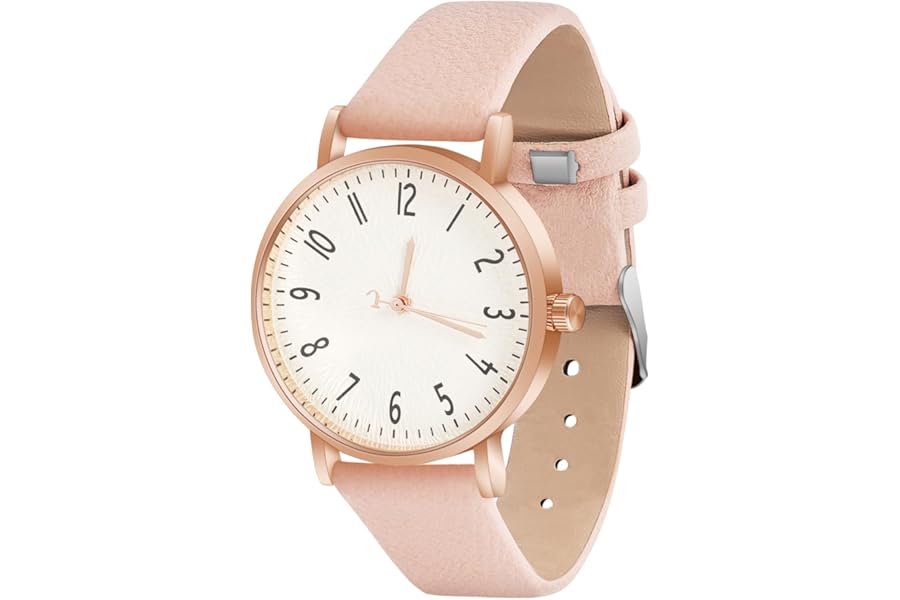 OFFCUP Women's Leather Quartz Watch, Leather Strap Ladies Watches, Analog Quartz Watches with White Dial, 3 Hand, Premium Fashion Wrist Watch for Women Ladies Girls