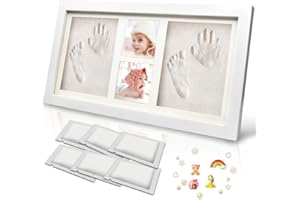 TENQUAN Baby Footprint Kit Handprint Caly Kit Photo Frame Keepsake Kit with 6 Packs Clay Picture Frame Kit Memorable Shower Gift for Newborn Infant Baby Girl Boy
