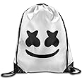 Cool DJ Marshmello Backpack 13.39" x 16.54" Face Print Drawstring Travel Outdoor Shoulder Bag