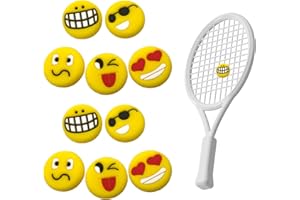 Vibrationsdämpfer Tennis,Biluer 16PCS Tennisschläger dämpfer Tennis Dämpfer Lächeln Gesicht Design Tennis Stoßdämpfend Geschenke für Tennisfans