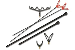 FLADEN Fishing - 7 Piece Assorted River Bank Accessory Multi Pack Set - 4 x Bank Sticks 40cm 60cm 75cm and 3 x Rod Rest Heads Types U and V, plus Adjustable Quiver Head Attachments - For Carp and Match Coarse Fishing [25-BSS]