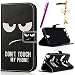 Produktbild MAXFE.CO Lederhülle Leder Tasche Schwarze Augen Serie Muster Design Case Cover für Samsung Galaxy Note 3 Neo N7505 ( Nicht N9000 ) Hülle PU Schutz Etui Schale Backcover Flip Cover Wallet Hardcase im Bookstyle mit Standfunktion Karteneinschub und Magnetverschluß Etui Flip Case + 1x Anti Staub Schutz Stöpsel + 1x Metall Touch Pen