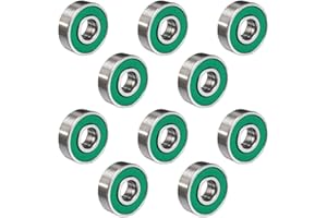 BCZR 10 Pièces 608RS Roulements à Billes 8 x 22 x 7 Mm,Métal à Roulements à Billes à Gorges Profondes Miniatures,Roulements De Skateboard，Convient pour La Maison, Les Machines (Vert)