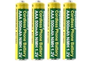 SOLUMINATE Cordless Phone AAA Rechargeable Batteries 500mAh NiMH 1.2V (4-Pack) BuyaBattery
