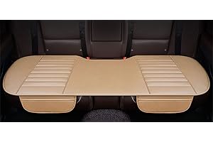 SMIUPIN Universal Front and Rear PU Leather Car Seat Cushion Non-slip Car Interior Seat Cover Pad Fit for Automotive Vehicle (Beige, Rear-seat cover)