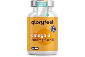 Omega 3 400 Kapseln (+1 Jahr) - 1.000 mg Fischöl pro Kapsel - Essentielle Omega 3 Fettsäuren mit EPA & DHA - Nachhaltiger Fis