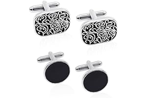 Desenda 4pcs Cufflinks for Men Classic Tone Cufflinks for Wedding, Birthday, Banquet, Business Meeting (Round and Square)