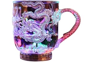 FOMIYES Jarra de cerveza de 285 ml con luz LED, taza de cristal que cambia de color, taza de inducción, diseño de dragón, jarra de cerveza acrílica para uso en bares o fiestas